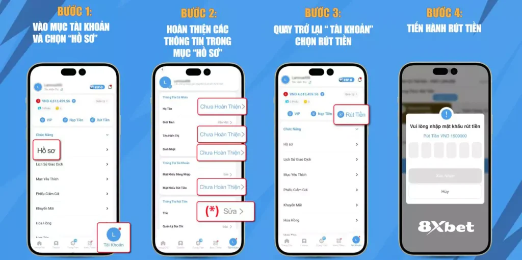 Hướng Dẫn Rút Tiền 8xbet Siêu Nhanh